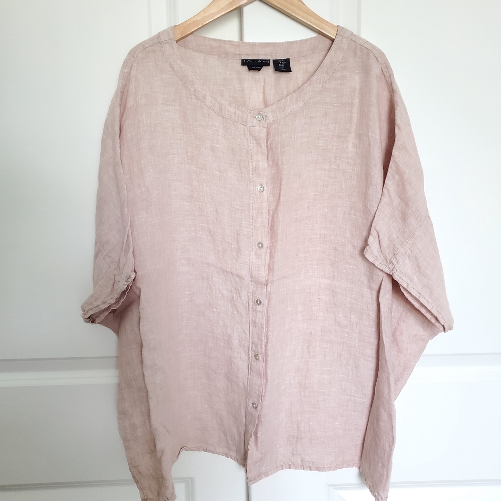 Tahari linen blouse